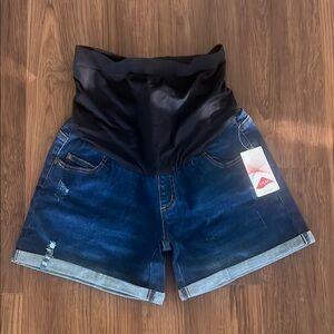 Denim maternity shorts